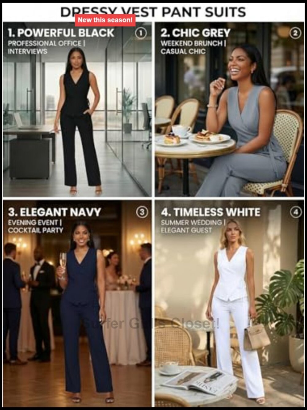 Dressy 2 Piece Vest and Pants Set Business Casual Workwear - Picture 5 of 7